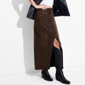Wild Fable Skirt Brown Distressed Maxi Denim Slit Low Rise Womens Size 2
